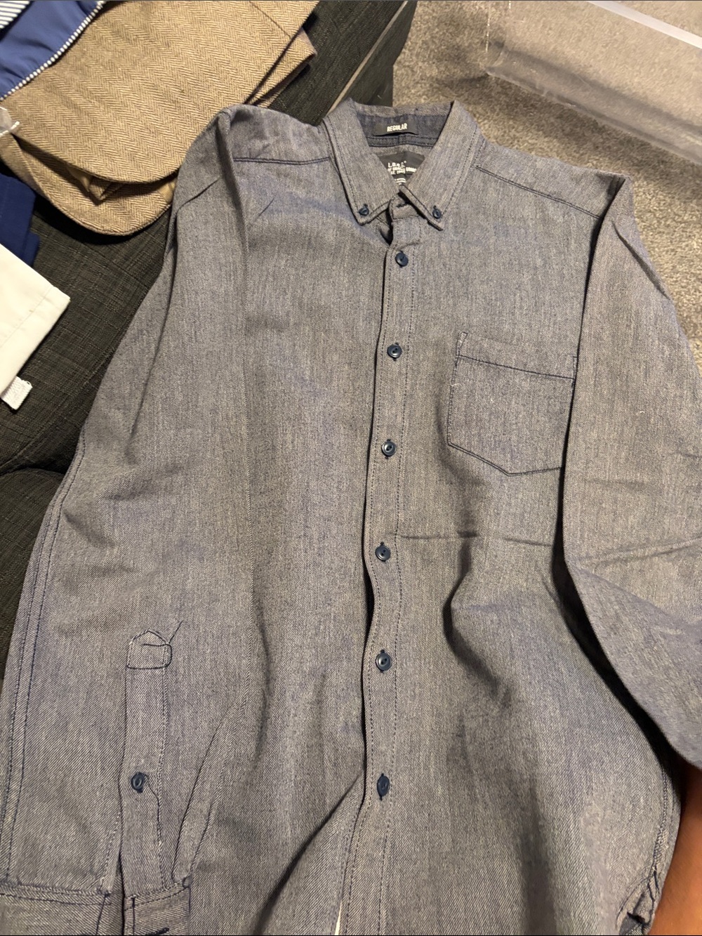 H&M Men's Denim-Look Button Shirt in Washed Blue